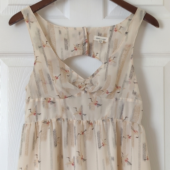 Silence + Noise Urban Outfitters Crane Printed Sleeveless Mini Dress Cream Small - Picture 2 of 15